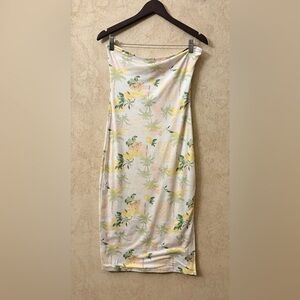 Honey Peach Floral Strapless Dress